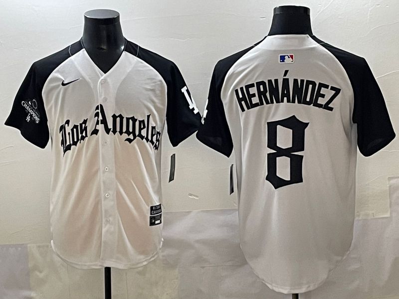 Men 2025 Los Angeles Dodgers #8 Hernandez White black Five generations Joint Name Nike MLB Jersey style 5261->los angeles dodgers->MLB Jersey